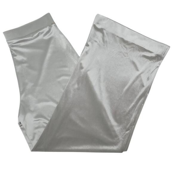 Wide Leg Pants Womens Medium Silver Liquid Velvet Stretch Pull On Wide Leg - Picture 1 of 13